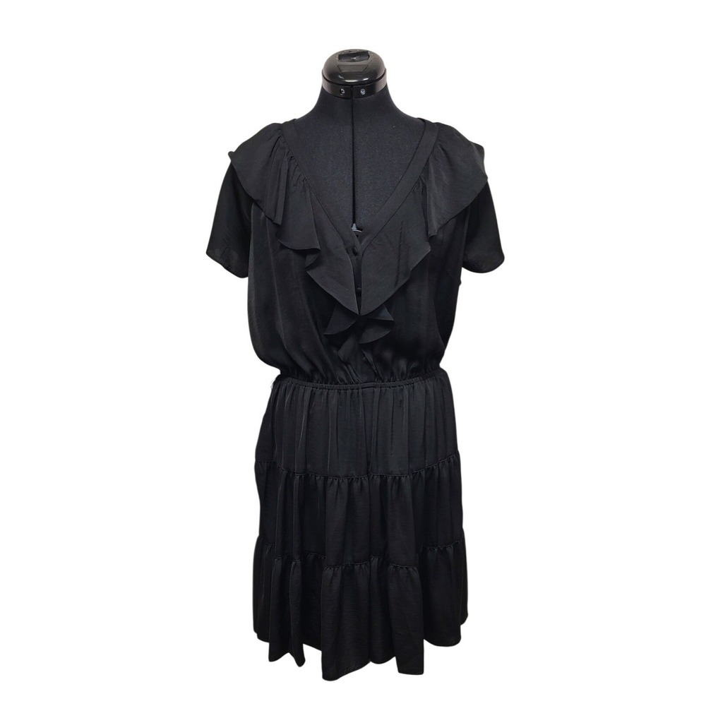 Lauren Ralph Lauren Black Ruffle Tiered Midi Dress‎ Women's Size 12